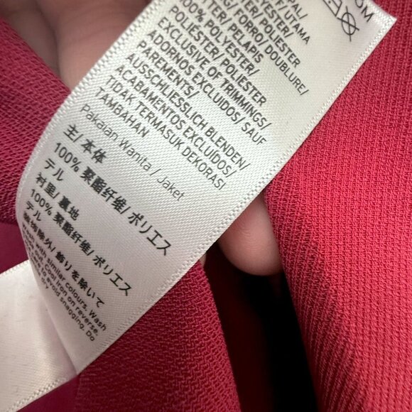 TOPSHOP Blazer Size 8 Red Boyfriend Jacket Top Shop Relaxed Open Front Career - Picture 10 of 10